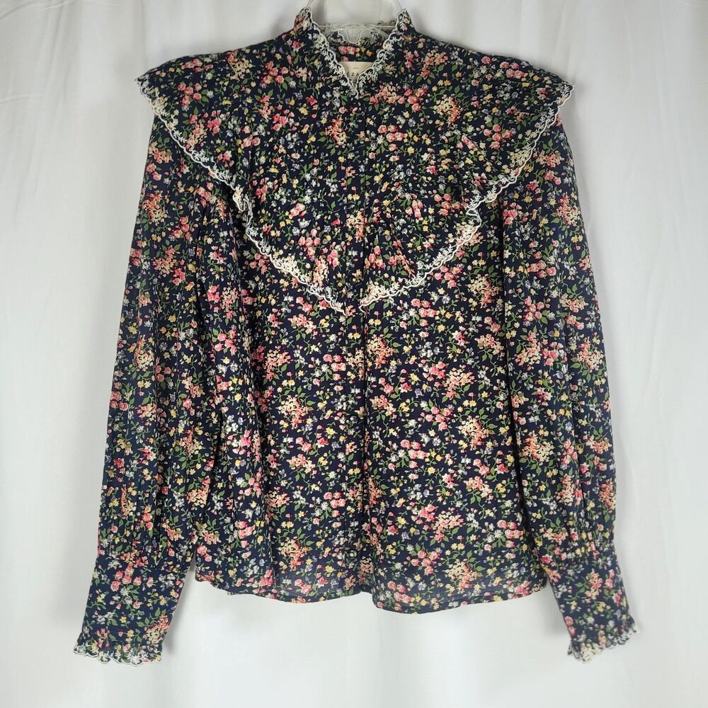Sézane Agathe Floral Blouse Womens US Size 6 EU 38 100% Cotton